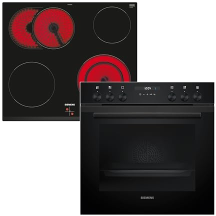 Siemens iQ500 Einbauherd Set mit Elektrokochfeld 60 x 60 cm EQ522KAAB | Made in Germany, Schnellaufheizung, Automatisch zu perfekten Ergebnissen, Gleichmäßige Hitzeverteilung, Sanft und leise