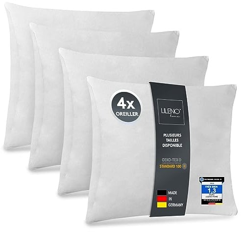 LILENO HOME Kissenfüllung 40x40 (4er Set) | Pralle Füllung für Couchkissen & Dekokissen 40x40 | Wolkenweiches Sofa Pillow & Schlafkissen Made in Germany | Kissen Set mit Oeko-Tex