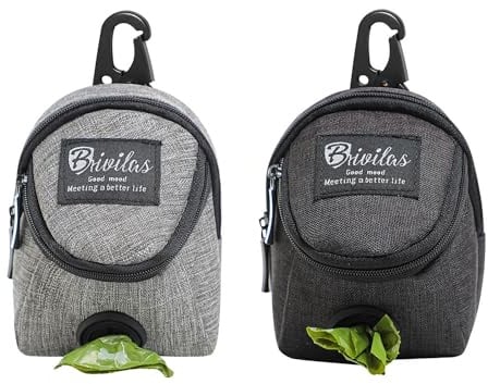 MEMOFYND 2-Teilige Leckerlibeutel Für Hunde, Leckerlibeutel Für Das Hundetraining Mit Integriertem Kotbeutel, Taschen Zum Spazierengehen (Schwarz, Grau)