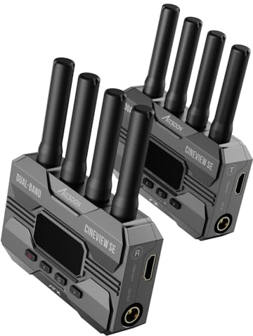 Accsoon CineView SE Wireless Transmitter Receiver System SDI & HDMI Dualband-Technologie 2.4GHz 5GHz 1200ft/50ms HD Kamerasteuerung IOS Android für Tik-Tok YouTube Live Streaming.