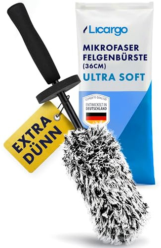 LICARGO Felgenbürste Mikrofaser Extraschmal - schonend für alle Felgentypen | Erreicht enge Speichen und tiefes Felgenbett, stabiler Kern, Felgenbürste Auto, präzise Felgenreinigung, Wheel Brush