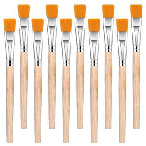 10 Stück Acryl Pinsel Flache,Ymapinc Pinselset Nylon Borstenpinsel Groß Malerpinsel für Acrylmalerei Ölmalerei Gouachemalerei Anfängermalerei(17mm)