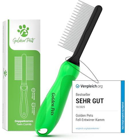 TESTURTEIL SEHR GUT Fell-Entwirrer Kamm I Hundebürste & Katzenbürste mittel bis langhaar geeignet I Kleine - große Tiere I Einfache Reinigung I + neues E-Book
