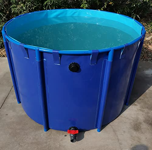 Segeltuch-Fischteich-Pool mit Halterung,Φ150x100 cm Faltbecken für Koi und Teichfische zusammenklappbarer dauerhafter Plastikteich mit Halterung für Koi Kultur landwirtschaftliche Bewässerung