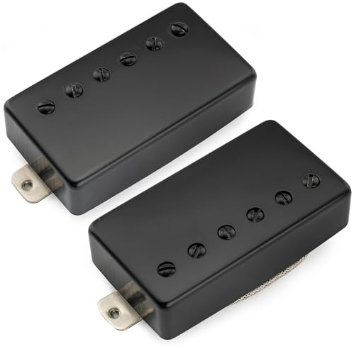 Musiclily Pro LP-CBLA Alnico 5 Covered Humbucker Tonabnehmer Set Schwarz | Hals Steg Pickups 7,6K/8,8K, für LP Style E-Gitarre
