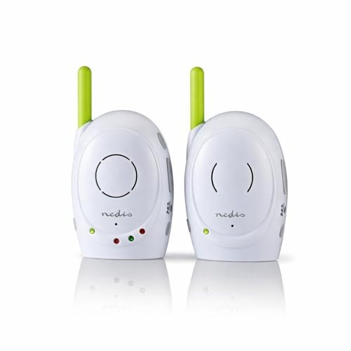 Nedis Audio-Baby-Monitor – Kabellose Babyphones mit Gegensprechfunktion und 300 m Reichweite – 2er-Set – Grün/Weiß