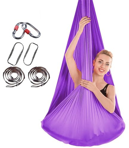 Aerial Yoga Silks, Low Stretch Yoga Tuch zum Aufhängen und Akrobatische Verwendung, Trapezschaukel und Yoga-Hängematte für Erwachsene, Vielseitige Yoga-Handtücher
