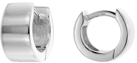 trendor Ohrringe für Damen und Herren 925 Silber Klapp-Creolen Ø 10 mm klein, zeitloser Ohrschmuck für Damen und Herren, zauberhafter Schmuck 41584