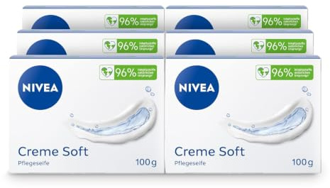 NIVEA Creme Soft Pflegeseife (6 x 100g), pflegende und feuchtigkeitsspendende Handseife mit Mandel-Öl, feste Seife für eine schonende Reinigung und sanfte Pflege