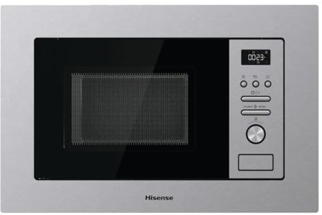 Hisense BIM320G41X Einbau-Mikrowelle, 1000 W, 20 l, Höhe 38,8 cm x Breite 59,5 cm, Edelstahl, 5 Leistungsstufen, 15 voreingestellte Programme, Grill-Kombo, Auftauen nach Zeit oder Gewicht