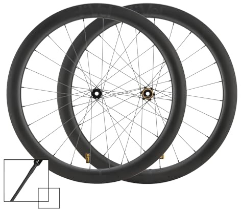 MEROCA VEL Rennrad Carbon-Laufradsatz 700C Drahtreifen-Laufradsatz 50/60 mm tief, Scheibenbremse, Drahtreifen/Tubeless Ready, 36T Ratschennabe, Pillar Speichen (Leichtgewicht 1435 g, 50 mm Tiefe)