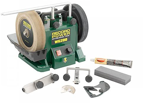 RECORD POWER WG200 Industrielle Nassschleifmaschine für Steine, 200 mm, mit Schleifscheibe und Netzkabel