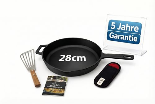 Ottia geschliffene Gusseisenpfanne, bekannt aus dem Fachhandel. Sehr widerstandsfähig und robust. 28cm groß. Bratpfanne aus Gusseisen, Cast Iron Pan, Eisenpfanne, Gusseiserne Pfanne. HH Händer.