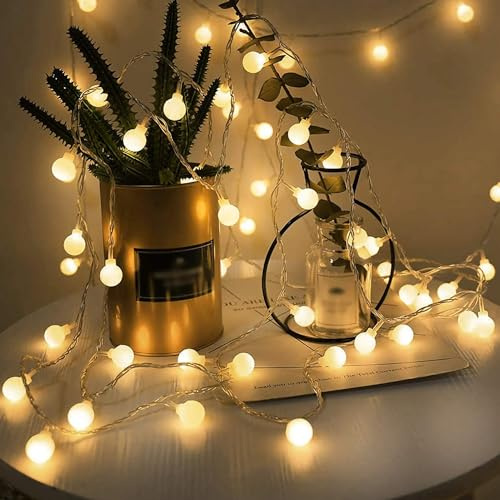 LOHAS-LED 5 m 40er Kugelketten-Lichterkette warmweiß USB | 5 V, IP42, ideal für Party, Schlafzimmer, Garten, Weihnachten, Hochzeit, Halloween, Ostern, Geburtstag, Terrasse