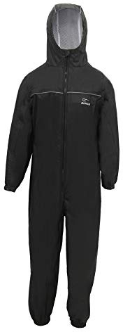 Zorax Jungen/Mädchen, Schwarz (11–12 Jahre) Wasserdichter, winddichter, leichter Regenanzug für Kinder, All-in-One-Trockenanzug, Puddle, Unisex, Drip Drop Regenmantel