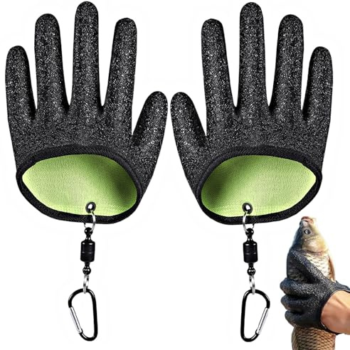 Xynovate 1 Paar Angelhandschuhe, Stichfeste Bissfest Angelhandschuh | wasserdichte Angelhandschuhe mit Anti Schnitt und 2 Magnetverschluss für Den Sicheren Umgang mit Hecht Zander Wels
