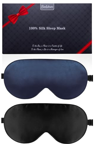 BeeVines Schlafmaske aus 100% Seide, lichtblockierende Augenmasken (2 PCS)