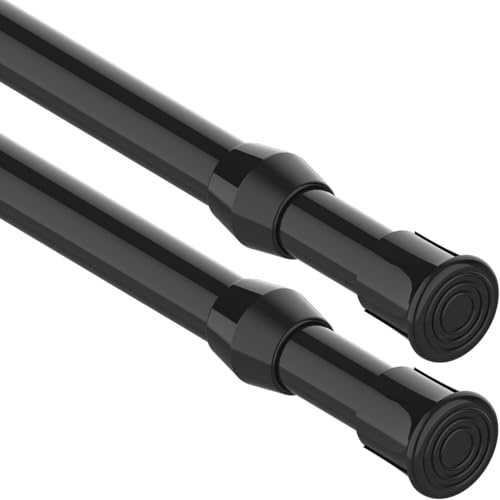 2 Stücke Teleskopstange zum Klemmen, Spannstange ohne Bohren, Ausziehbar Vorhangstange Teleskop Gardinenstange für Schrank Kleiderschrank - Schwarz,18-27CM(Durchmesser 13mm)