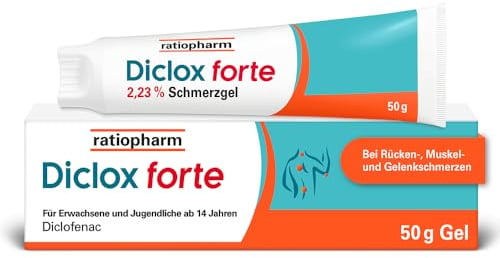 Diclox forte Schmerzgel von ratiopharm – das stärkste Schmerzgel von ratiopharm – lindert akute Rücken- und Gelenkschmerzen effektiv mit Diclofenac in der doppelten* Wirkstoffkonzentration, 50 g