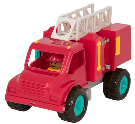 Battat - Feuerwehrauto - Spielzeug-Feuerwehrwagen & Figuren - Klassische Kleinkind-LKWs - Rotes Feuerwehrauto Spielzeug - Weiche Gummiräder - 18 Monate +