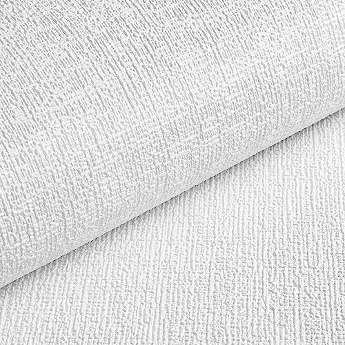 Livelynine Selbstklebende Tapete Weiß für die Wand Strukturierte 45CMx7M Abwaschbare Tapete Selbstklebend Weiß Struktur Rauhfaser Tapeten Wohnzimmer Kinderzimmer Wandverkleidung Selbstklebend Weiß