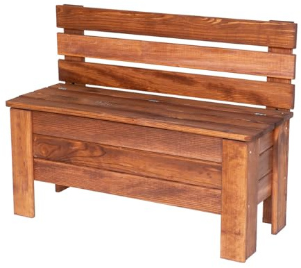 STOLMAK Gartenbox 71x54x29 cm Braun Kiefernholz Massiv Auflagenbox Kissenbox Gartentruhe Holztruhe Aufbewahrungsbox Truhe Kiste Gartenmöbel 111 l