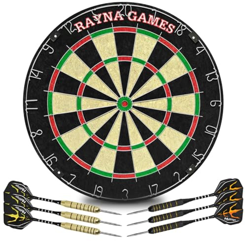 Dartscheibe Kork mit 6 Dartpfeile,Zahlenring Dartscheibe Set mit Dartwerkzeug, Oche-Linie, Wandhalterung