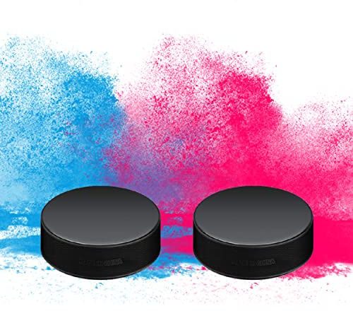 Hockey Puck Gender Reveal Party – Explodierende rosa und blaue Eishockey-Pucks Junge oder Mädchen Geschlecht enthüllen, Partyzubehör (2 Stück)