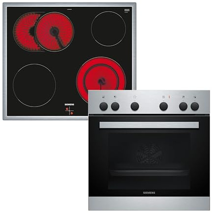Siemens EQ110KA2EE iQ100 Herd-Glaskeramik-Kochfeld-Kombination (herdgesteuert), 59,4 cm breit, Schnellaufheizung, 3D-Heißluft Plus Backen auf 3 Ebenen