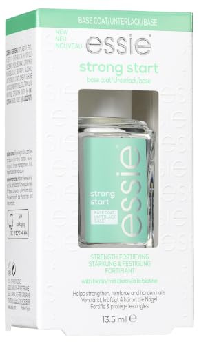essie Base Coat für brüchige Nägel, 13,5 ml | stärkt brüchige Nägel, Biotin, schützt vor Absplittern, transparenter Unterlack, Nagelpflege, Strong Start