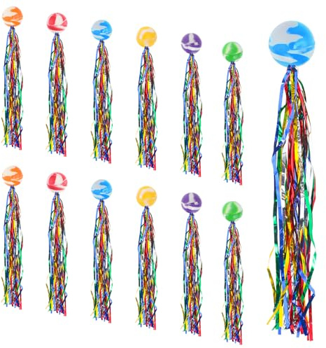 12 Stück Bunte Hüpfball | Springball mit Farbige Bänder Hüpfball Mini Gummiball Spielzeug für Mitgebsel Gastgeschenke, Geburtstagsfeier Füllstoffe