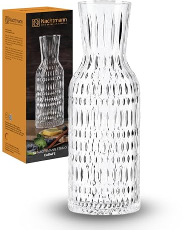 Nachtmann Ethno Karaffe, 1 Liter, Glaskaraffe, Elegante Wasserkaraffe oder Saftkaraffe aus Kristallglas mit Schliffdekor, Spülmaschinenfest, 105396