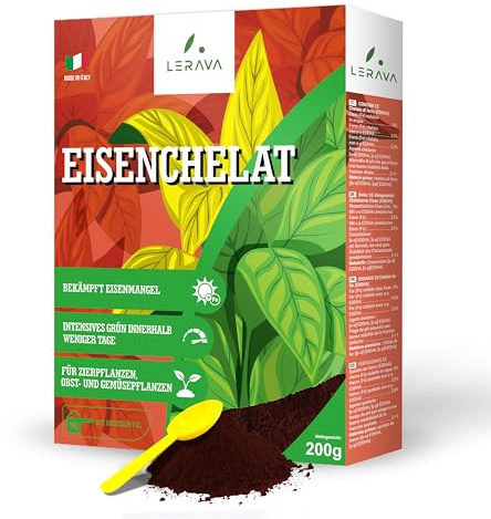 LERAVA® – Eisenchelat Dünger (200g) – Eisendünger für Pflanzen | Hortensien Dünger Eisen – Wirkt gegen Chlorose & Blattvergilbung – Kräftiges Blattgrün & sichtbarer Effekt nach wenigen Tagen