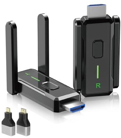 2026 Upgraded HDMI Wireless Transmitter and Receiver 150M/500FT,4K Decode 1080P@60Hz Ultra HD Video Output, Plug & Play für Video & Audio-Übertragung von PC/Projektor/TV-Box zum Monitor (W3101)