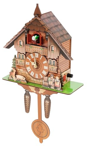 QIERF Kuckucksuhr Schwarzwald Kuckucksuhren - Mit authentischem Kuckucksruf - Ideal für Wohnzimmer, Schlafzimmer, Küche sowie Restaurant, Café & Hotel - Dekorative Uhr