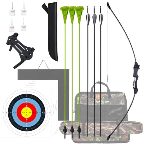 VALYPANOR 45 Bogen und Pfeil Set für Jugendliche Jugend Anfänger Bogen Kit für Hinterhofsport mit 6 Pfeilen, Ziel Quiver Innen und Außen für Jugendliche