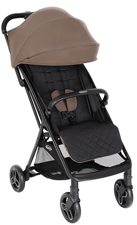 Graco Myavo™ Reisebuggy, ab Geburt bis ca. 4 Jahre (bis 22 kg), leicht, schnell zusammenklappbar, zusammengeklappt freistehend, großer Staukorb, inkl. Regenverdeck, braun, Fossil