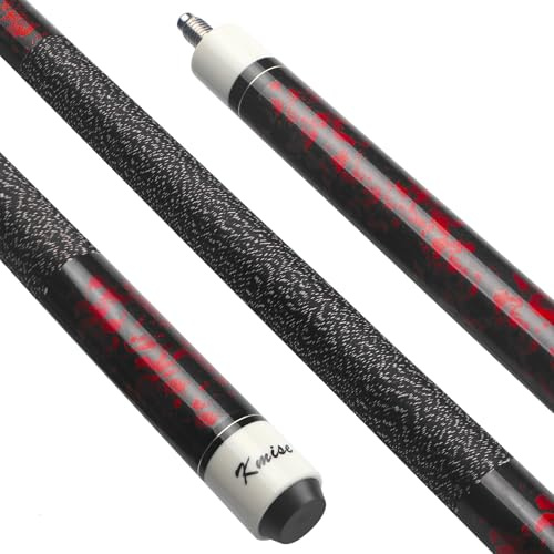 Kmise Billard Queue-Set, 147cm 18–21 oz Professionelles Billardqueue aus kanadischem Ahorn, Neuer verbesserter Griff, 4 Farben optional (1 Stück (595 g rot))