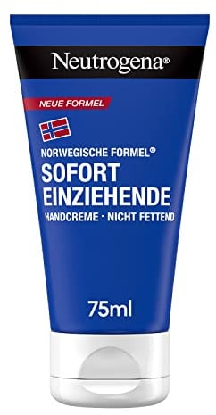 Neutrogena Sofort einziehende Handcreme, leichte und nicht fettende Feuchtigkeitscreme mit Glycerin + Vitamin E bei trockenen, rissigen Händen 75 ml