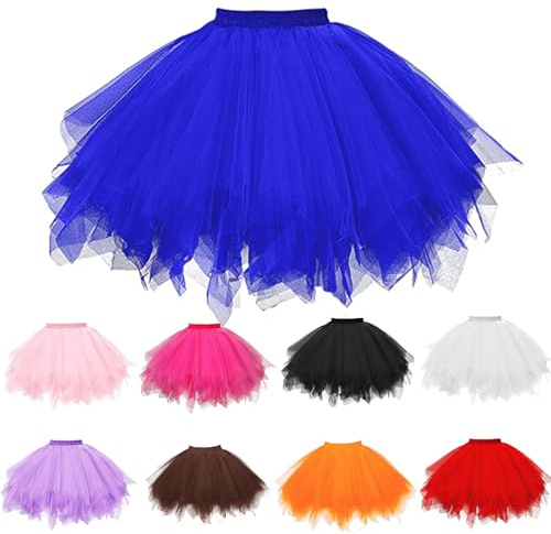 Damen 50er Ballettrock Kurz Puffy Tüllrock Multi-Schichten Mini Tütü Rock für Erwachsene Karneval Kostüm