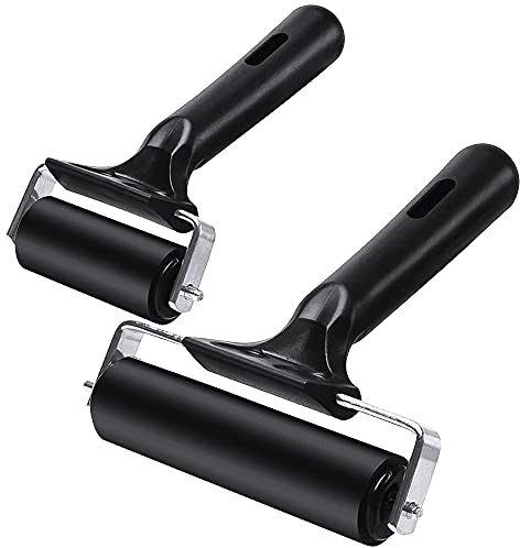 Rayong 2 Stück Gummiwalze Gummi Brayer Roller Hartgummiwalze Gummiwalze Roller, Art Craft Ölgemälde Tool Gummiwalz für Blockdruck und Handwerk