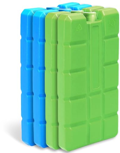 sunVigorous Kühlakkus für kühltasche, Kühlakkus 4/8 Stück à 200 ml, Wiederverwendbarer ultradünner kühlelement, Geeignet für Outdoor, um Lebensmittel frisch zu halten (Bla2 Grün2)