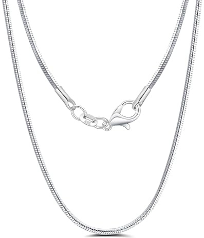 Mieoyue 925 Silber Damen Halskette ohne Anhänger, Silberkette 40 45 50 55 60cm Silberschmuck (Runde Schlangenkette, 50.0 Zentimeter)
