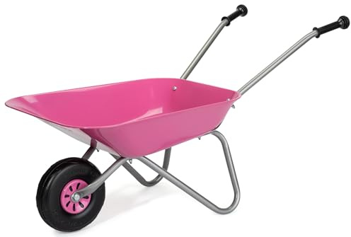 Rolly Toys Kinderschubkarre (Farbe pink/silber, Gartenschubkarre, Metallschubkarre, Spielzeug für Kinder ab 2,5 Jahren, belastbar bis 25 kg, Gartenwerkzeug rosa für Kinder) 274802