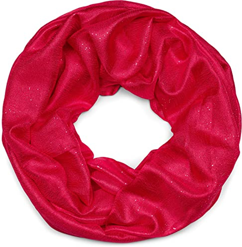 styleBREAKER Damen Sommer Loop Schal Seidig Glitzer | Leicht glänzendes 95x70 cm Format, weich, 2- bis 3-mal um den Hals wickelbar, atmungsaktives Gewebe, kratzfrei.