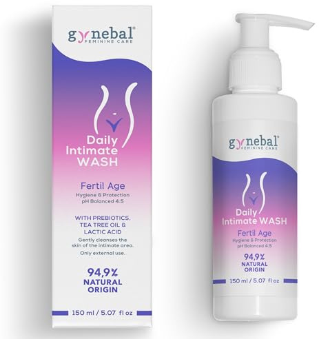 GYNEBAL Prebiotic Intim Waschlotion Damen PH 4.5 - Intimpflege Waschgel für junge Frauen gegen Juckreiz und Scheidentrockenheit - Intimseife für Intimbereich mit Teebaumöl ohne parfum - 150 ml