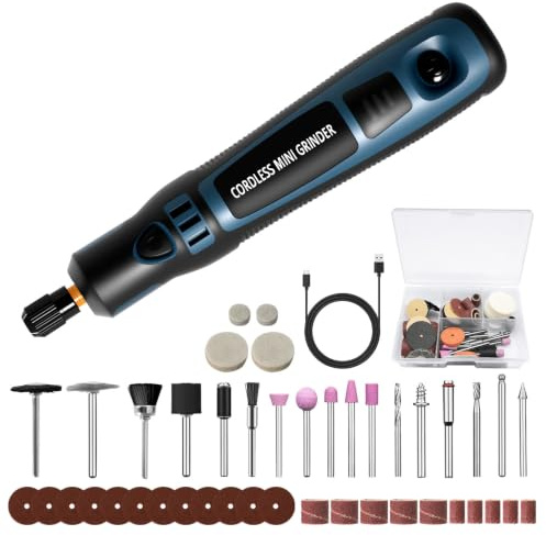Gbformat Multifunktionswerkzeug Akku Gravierstift Kabellos Gravur Werkzeug Kit, Mini-Rotationswerkzeug Tragbar Graveur Gravurstift mit 50 Bits für Bohren, Gravieren, Polieren, Schleifen, Entrosten