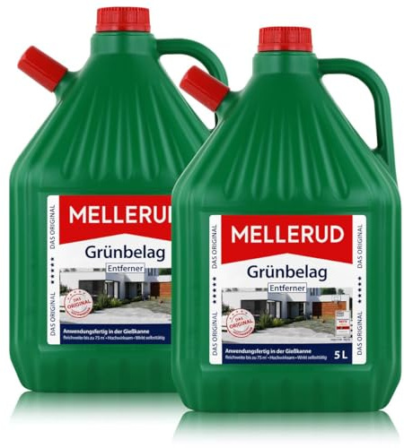 MELLERUD Grünbelag Entferner - 2x 5 l | Grünbelagentferner & Steinreiniger - Effizientes Reinigungsmittel zum Entfernen von Algen und Grünbelag