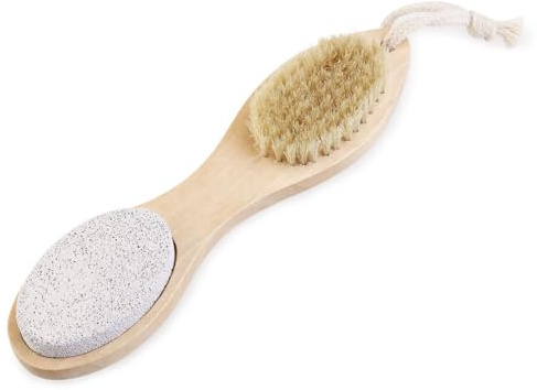 4-in-1 Fußfeile mit Bimsstein, Bürste und Stahl für Hornhaut und Nägel | Fußpflegegeräte, Feile für Nägel und Nagelbürste, zum Reinigen der Nägel und Exfolieren der Haut