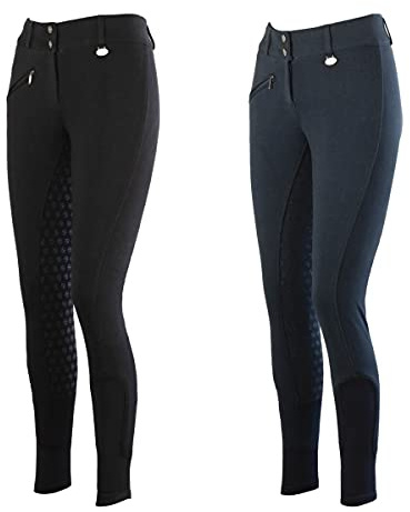 Lazura - Winter Reithose Mädchen & Jungen Comfort | mit Silikon Vollbesatz & Fronttasche | Kinder Reitleggings in Schwarz | mit Fleece-Innenseite | Kinder Reitbekleidung in Größe 134